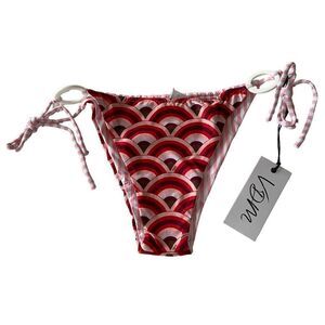 Revolve x VDM Ziggy Reversible Art Deco Retro Pink Stripe Bikini Bottom Swim